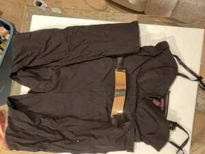 Material Girl Black Sweetheart Neckline Jumpsuit with Gold Metal Mirror Belt